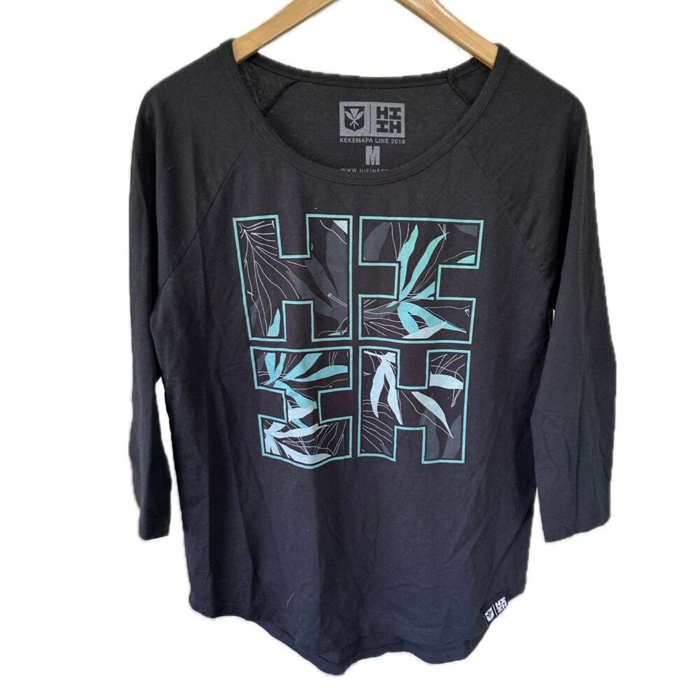 Hawaii's Finest Kekemapa Line 2019 Women's Hawaiian Quarter Sleeve Tee T-Shirt M